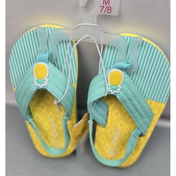 Girl's Pineapple Sandals Cat and Jack 7/8  Slip-on with Back Strap - Picture 4 of 6